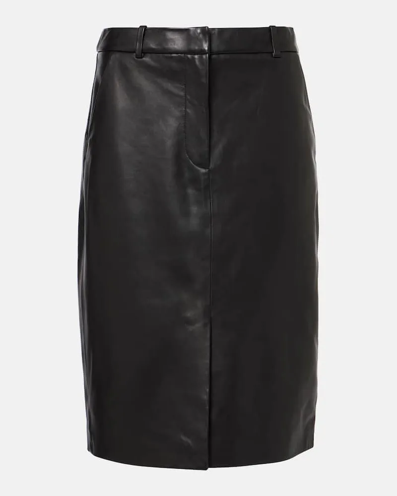 Veronica Beard High-Rise-Bleistiftrock Maxine aus Leder Schwarz