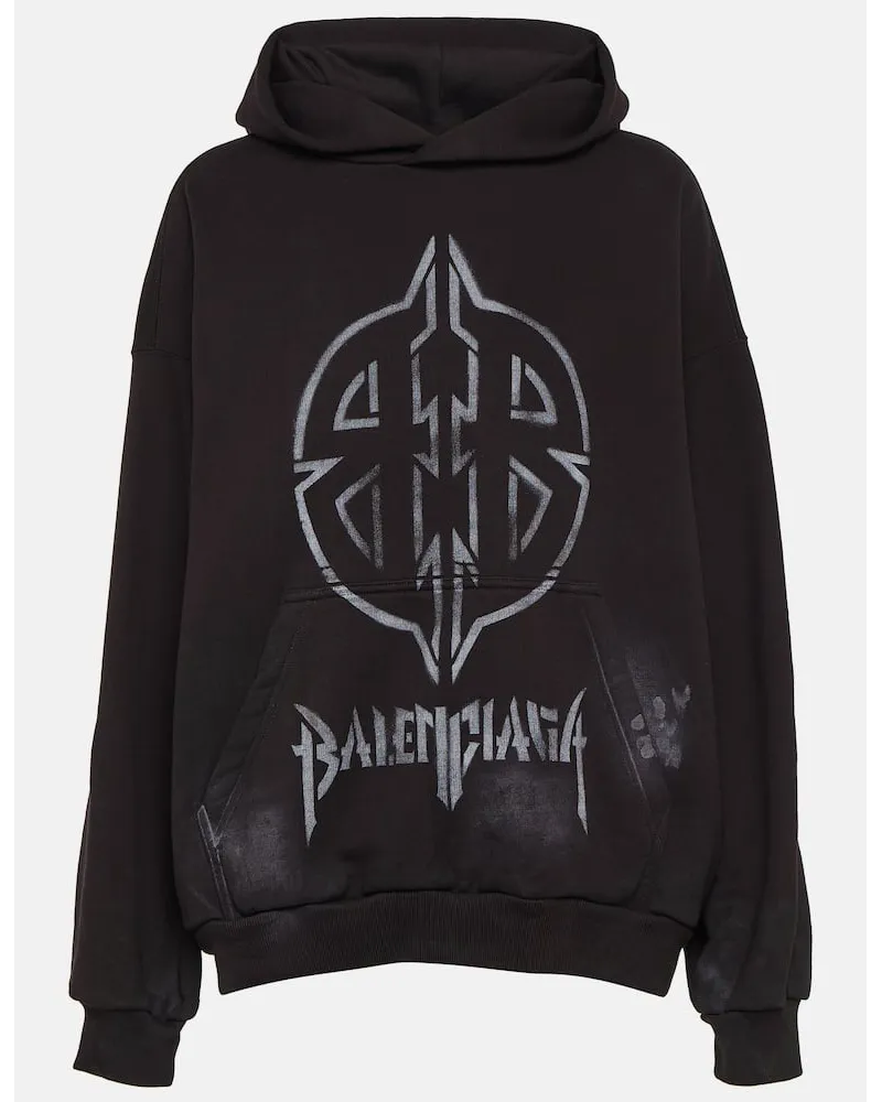 Balenciaga Hoodie Metal BB aus Baumwolle Schwarz