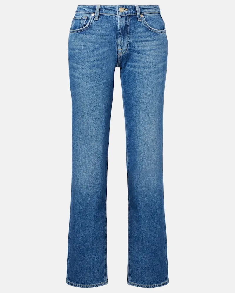 7 for all mankind Mid-Rise Straight Jeans Calie Blau
