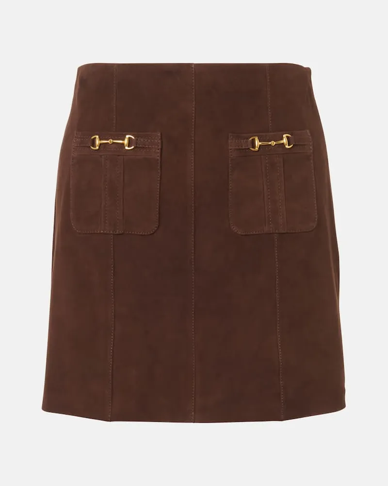 RIXO Minirock Wiley aus Veloursleder Braun