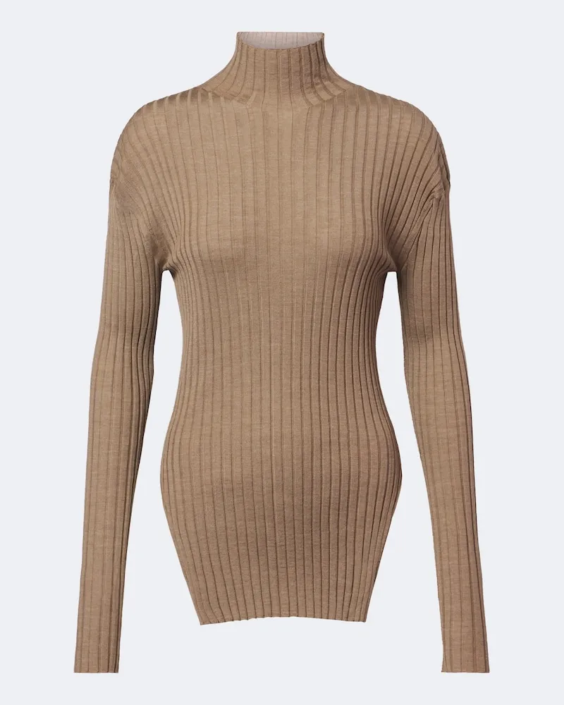 KHAITE Rollkragentop Vinci aus Wolle und Seide Beige