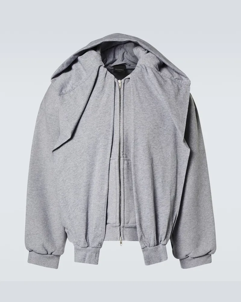 Balenciaga Kapuzenjacke Incognito aus Baumwoll-Jersey Grau