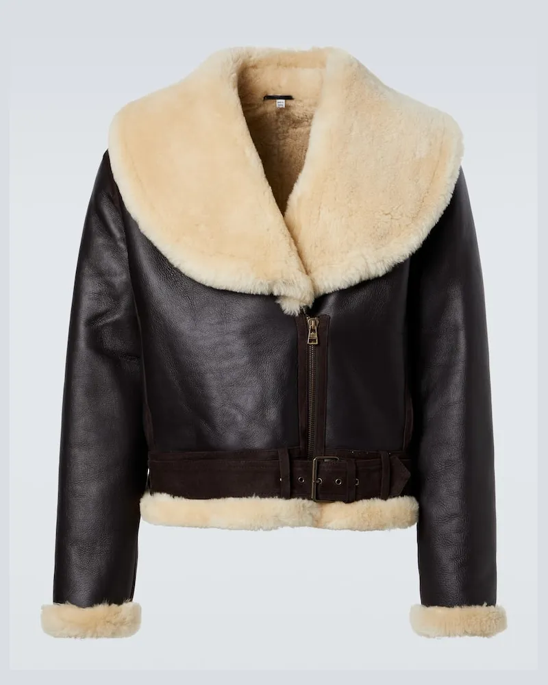 J.W.Anderson Lederjacke mit Shearling Braun