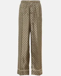 Gucci Hose GG Supreme aus Seide Braun