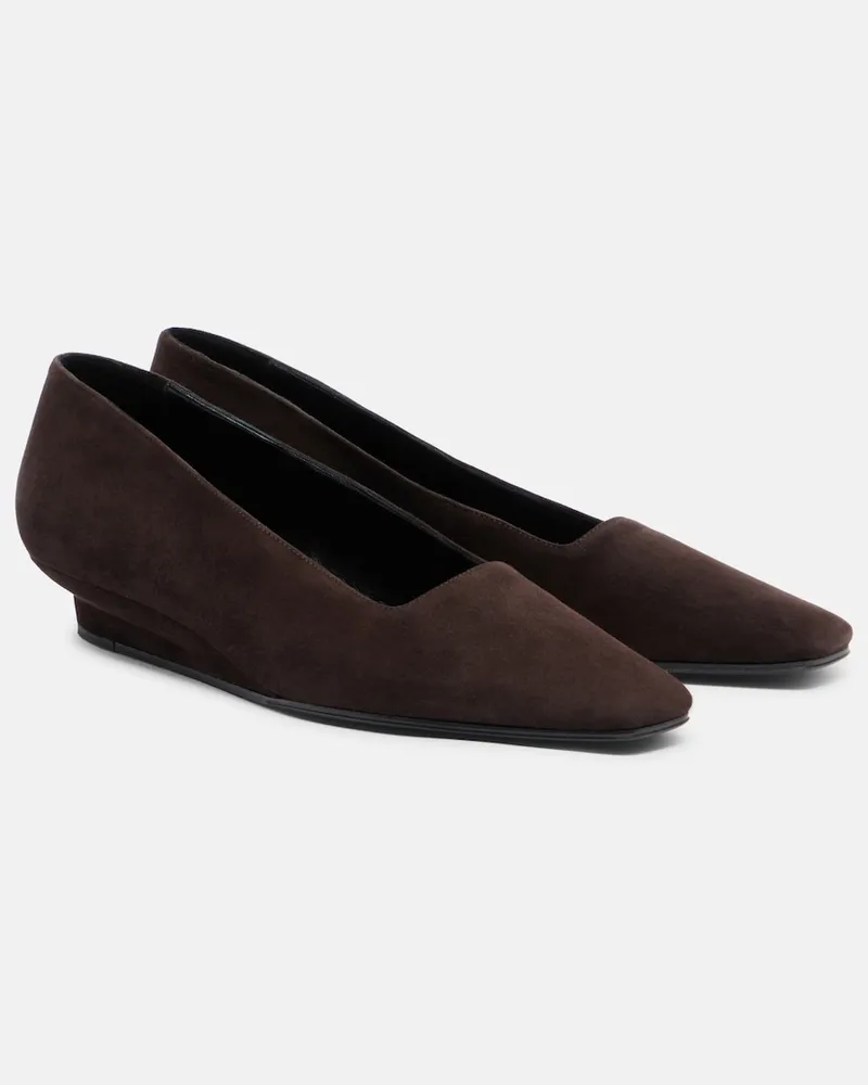 The Row Wedges June aus Veloursleder Braun
