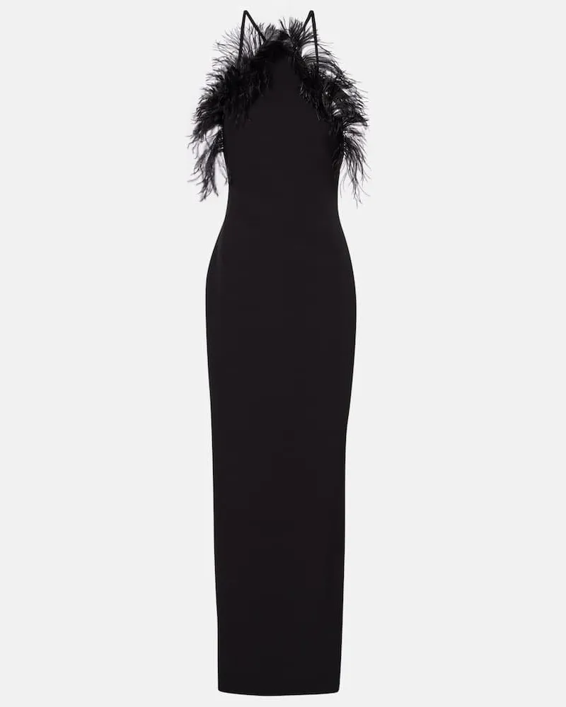 ATTICO Robe mit Federn Schwarz