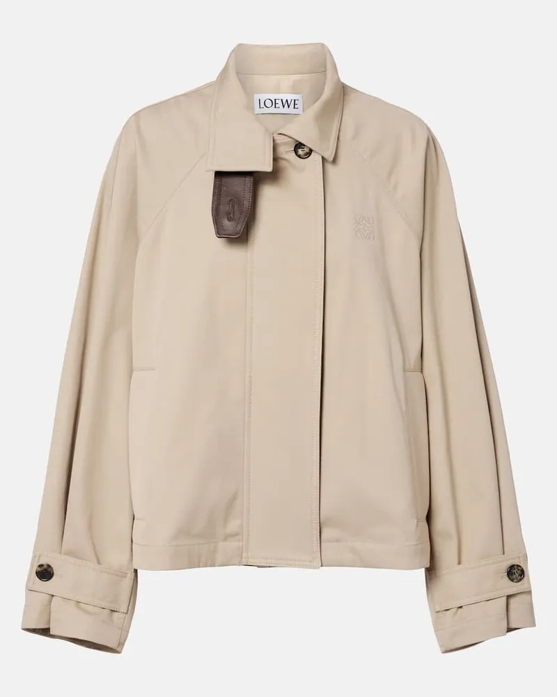 Loewe Jacke aus Baumwolle und Seide mit Leder Beige