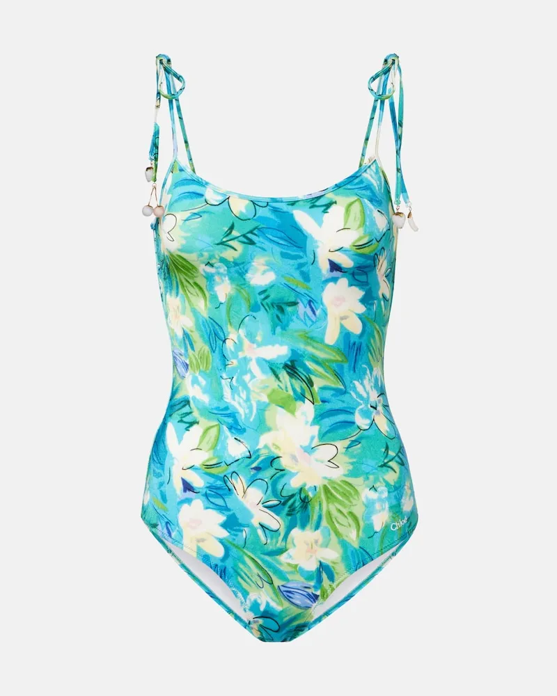 Chloé Chloé Bedruckter Badeanzug Blau