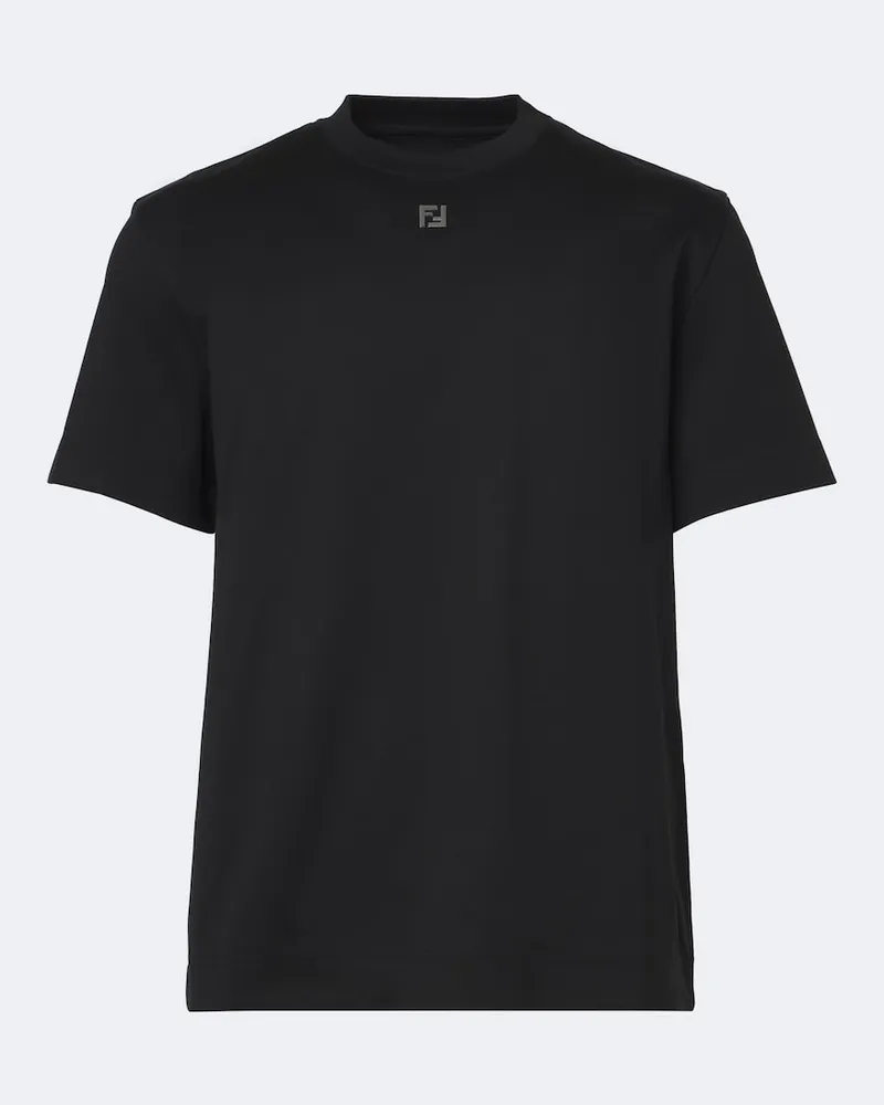 Fendi T-Shirt FF aus Baumwoll-Jersey Schwarz