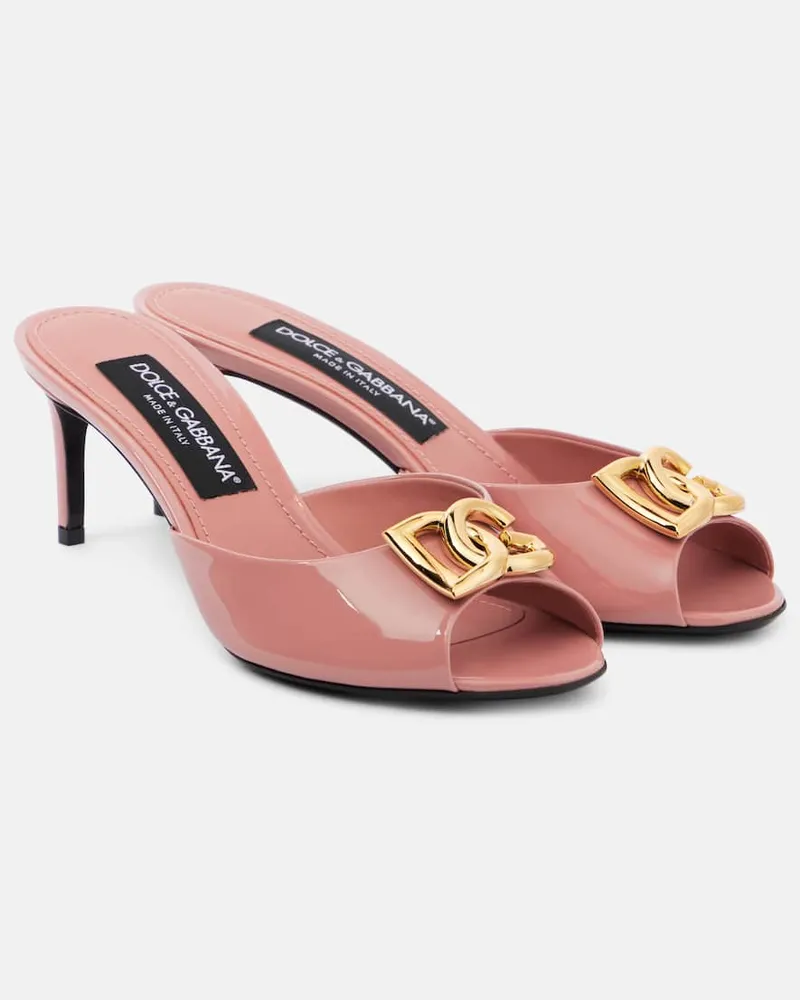 Dolce & Gabbana Pantoletten Keira DG 60 aus Lackleder Rosa