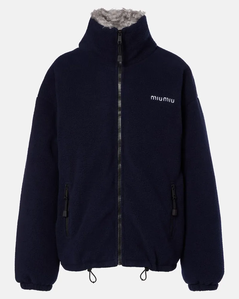 Miu Miu Daunenjacke aus Fleece Blau