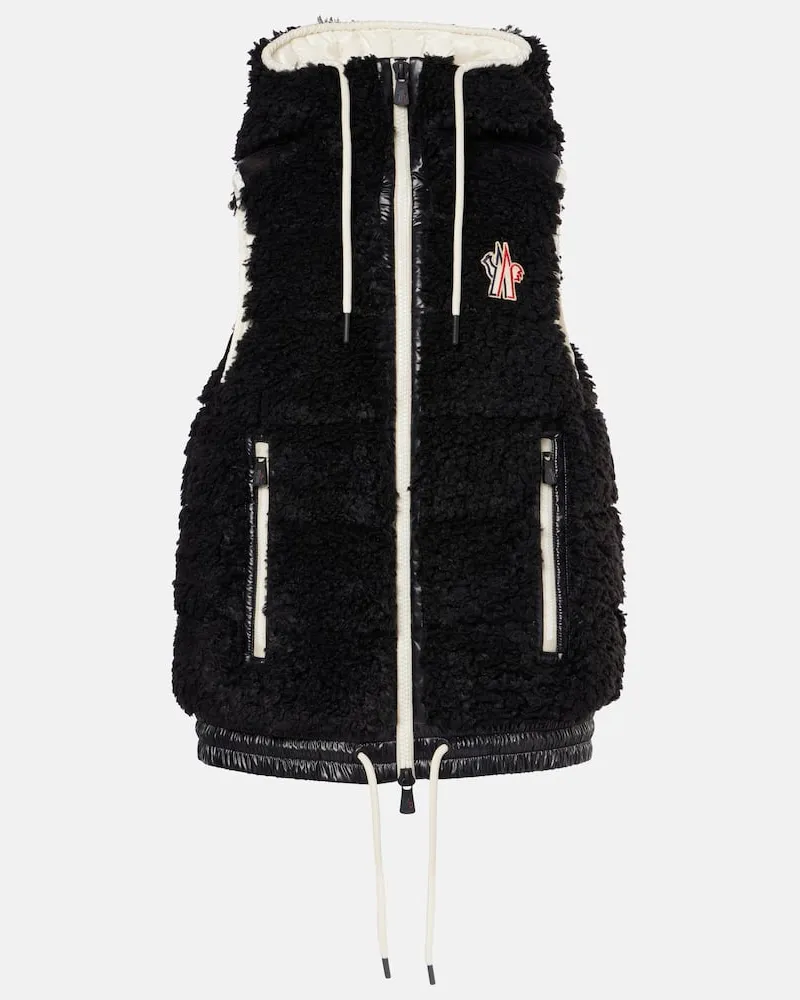 Moncler Daunenweste aus Teddyfleece Schwarz