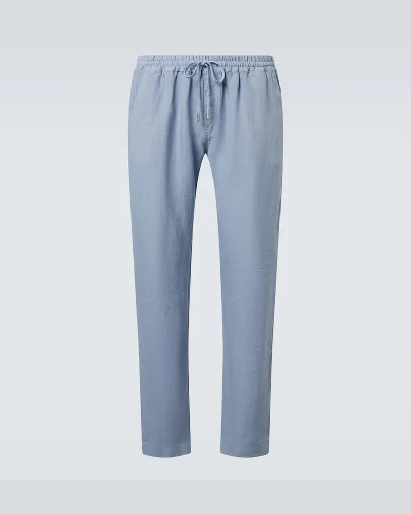 Thom Sweeney Gerade Hose aus Leinen Blau