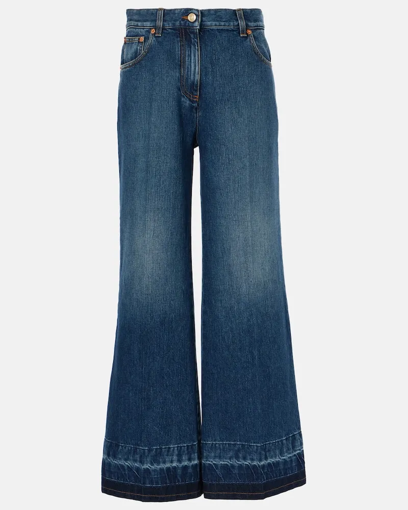 Valentino Garavani High-Rise Jeans VGold Blau
