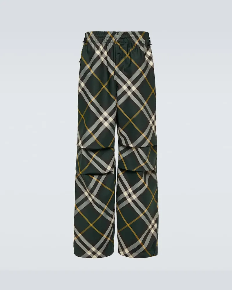 Burberry Weite Hose Burberry Check aus Twill Grün