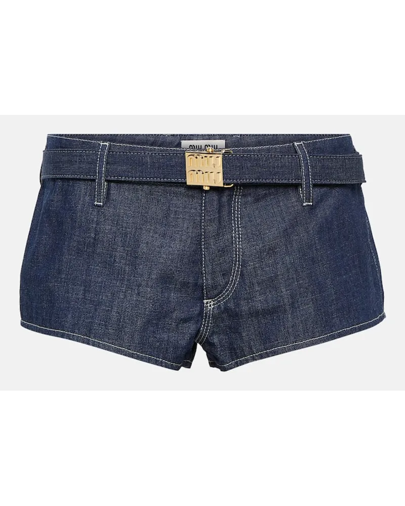 Miu Miu Low-Rise Jeansshorts Blau