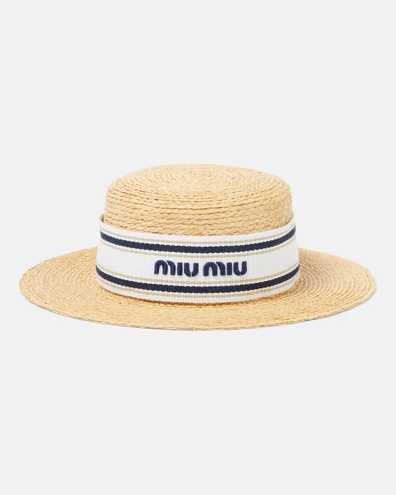Miu Miu Hut aus Raffiabast Beige