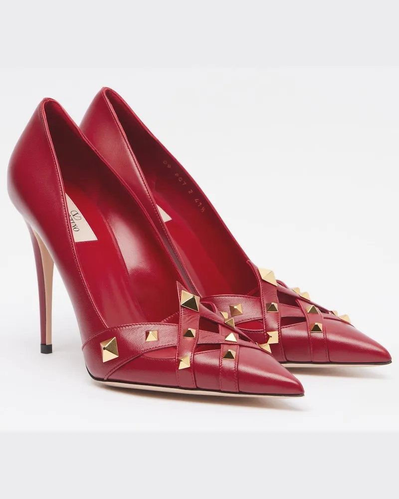 Valentino Garavani Pumps Studdy aus Leder Rot