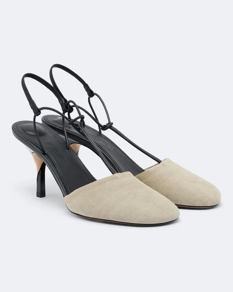 Jacquemus Slingback-Pumps Pina aus Veloursleder Beige