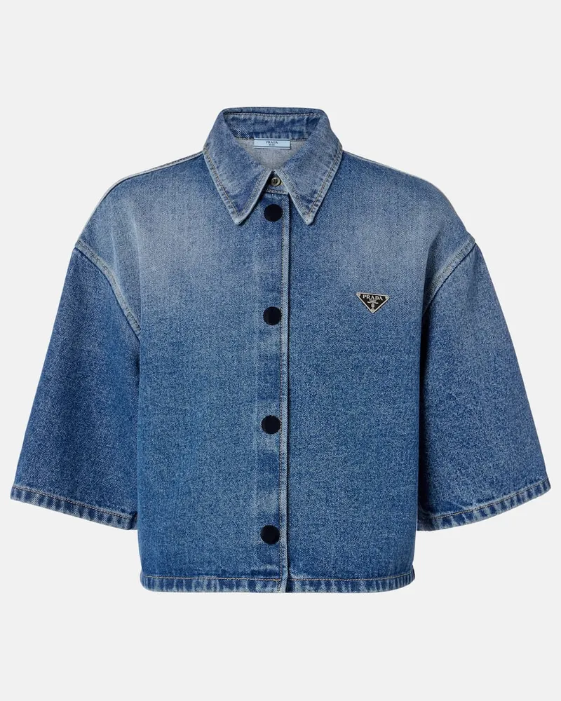 Prada Cropped-Hemd aus Denim Blau