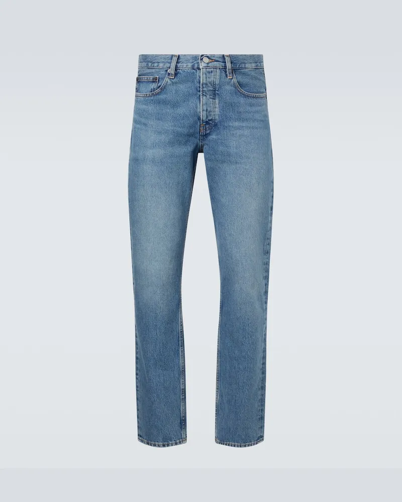 Frame Denim Mid-Rise Straight Jeans Blau