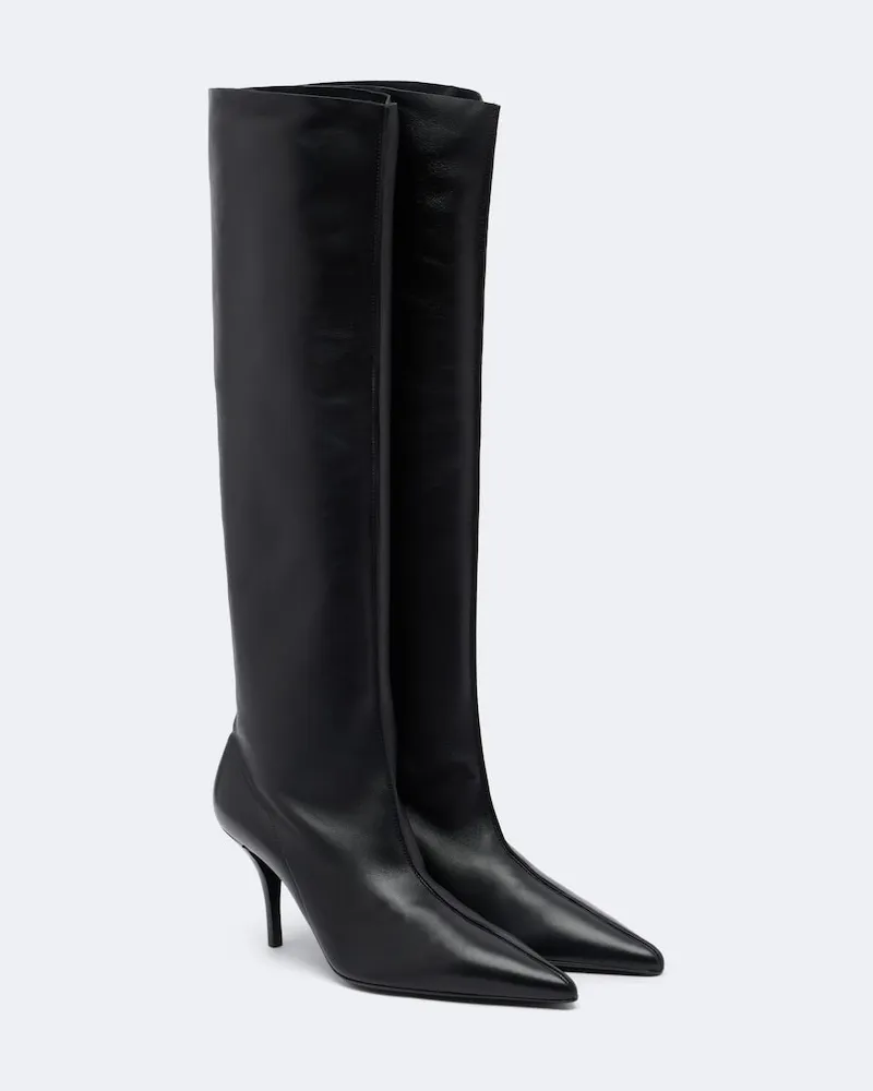 Magda Butrym Kniehohe Stiefel aus Leder Schwarz