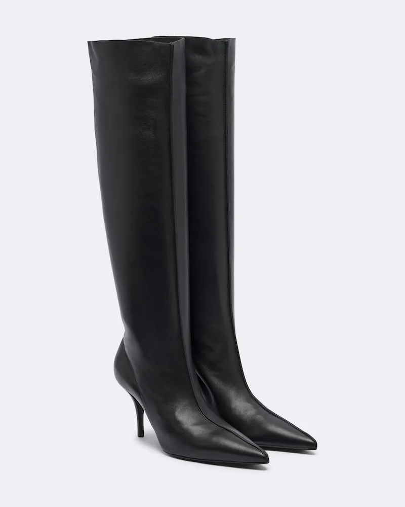 Magda Butrym Kniehohe Stiefel aus Leder Schwarz