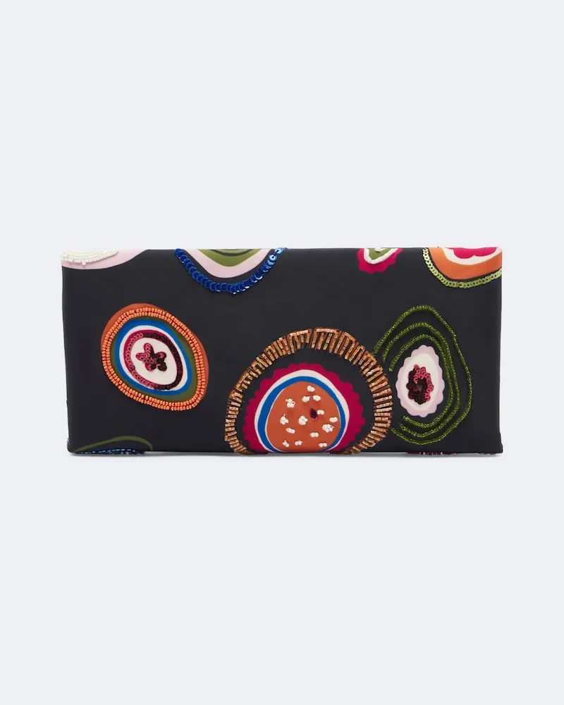 STAUD Verzierte Clutch Muse Small aus Satin Multicolor