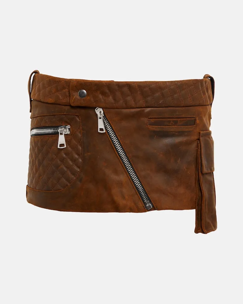 LaQuan Smith Cargo-Minirock aus Leder Braun