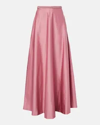 Max Mara Verzierter Maxirock Elegante Brasile aus Satin Pink