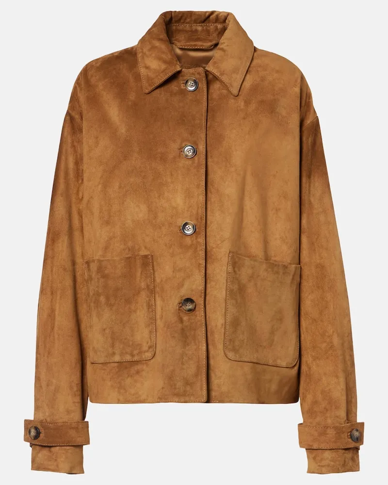 7 for all mankind Jacke aus Veloursleder Beige