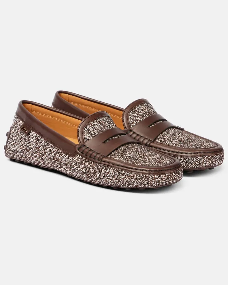 TOD'S Mokassins Gommino aus Tweed mit Leder Braun