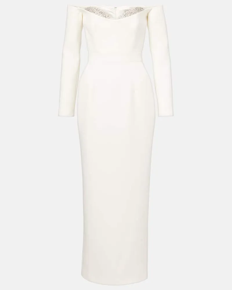The New Arrivals Ilkyaz Ozel Bridal Midikleid Farah mit Kristallen Weiß