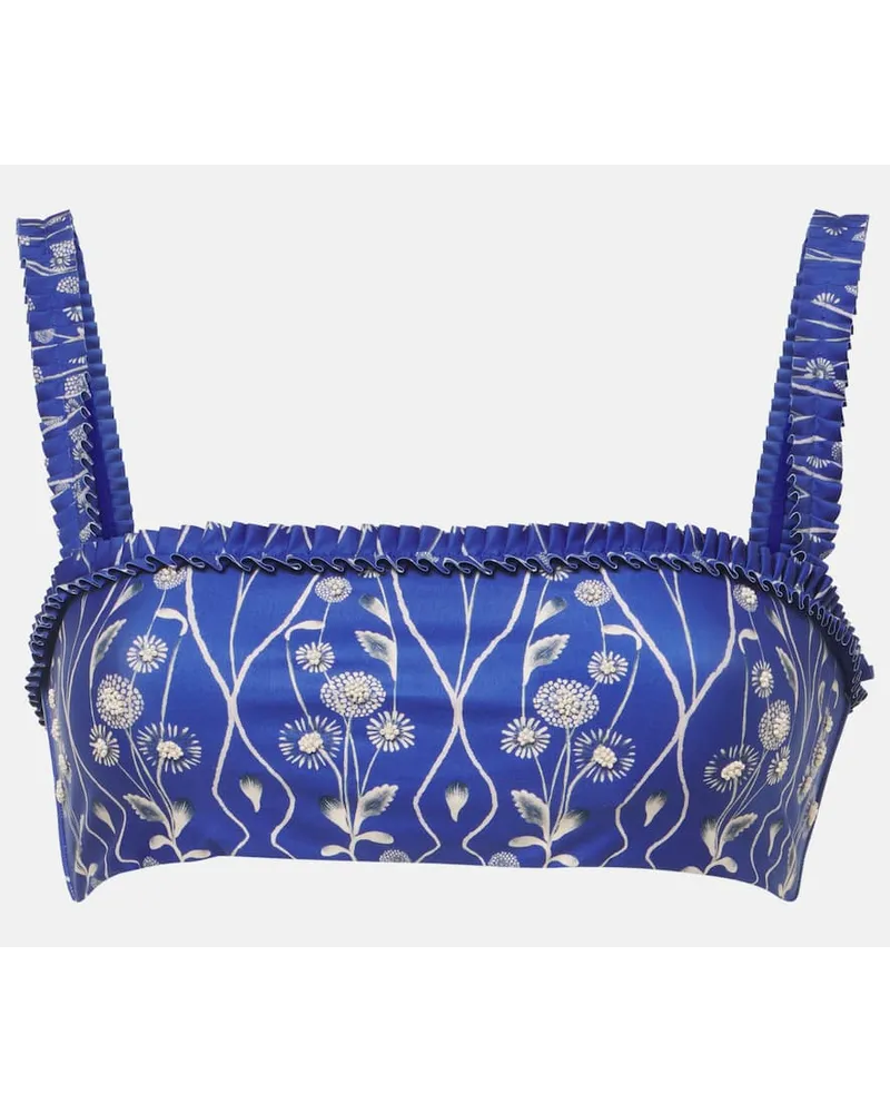 AGUA BENDITA Bedrucktes Bikini-Oberteil Olmo Blau