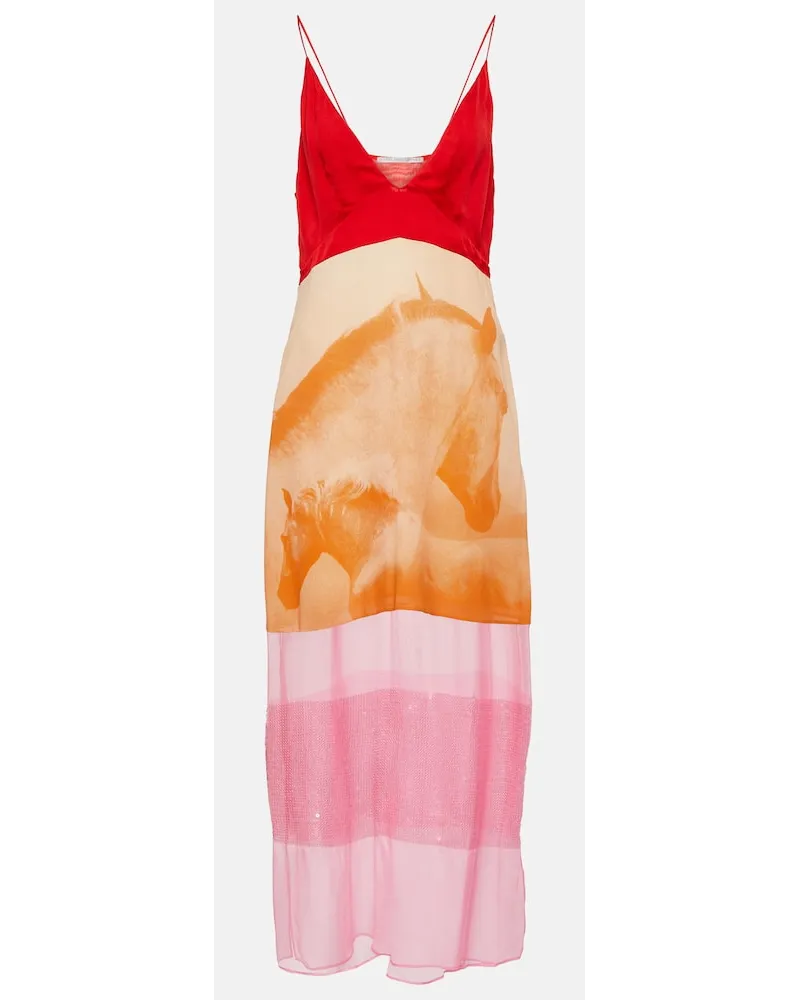 Stella McCartney Midikleid aus Seide mit Pailletten Multicolor