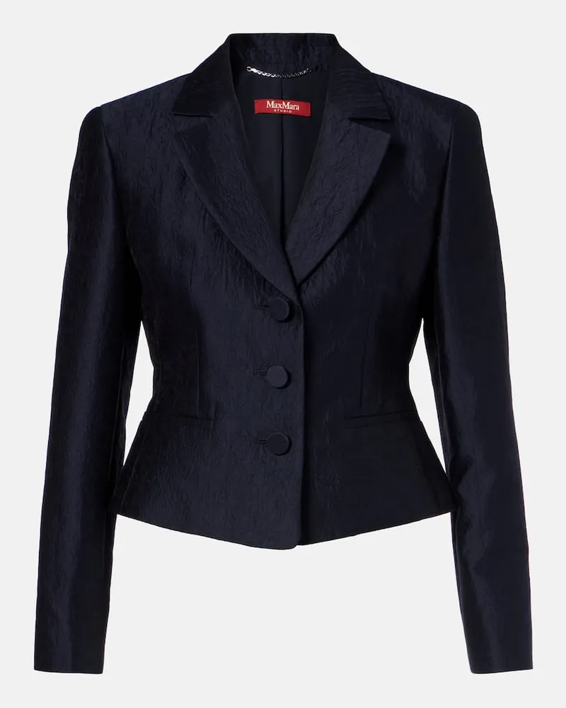 Max Mara Blazer Piera aus einem Baumwollgemisch Blau