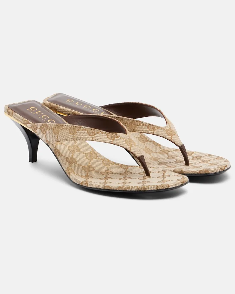 Gucci Sandalen Vittoria GG aus Canvas Beige