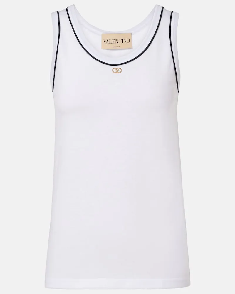 Valentino Garavani Top VLogo aus Baumwoll-Jersey Weiß