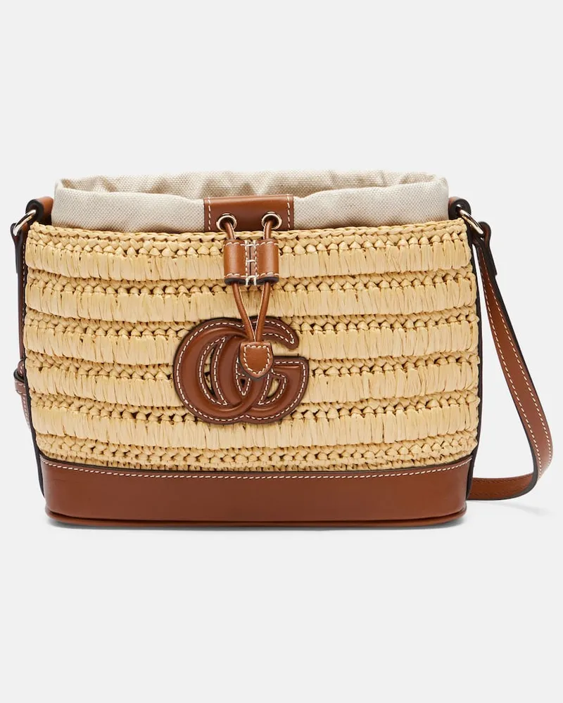 Gucci Schultertasche Double G mit Leder Nude