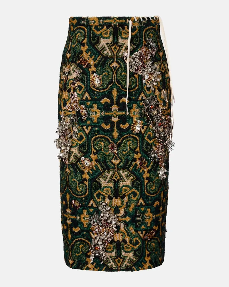 Dries van Noten Verzierter Bleistiftrock Multicolor