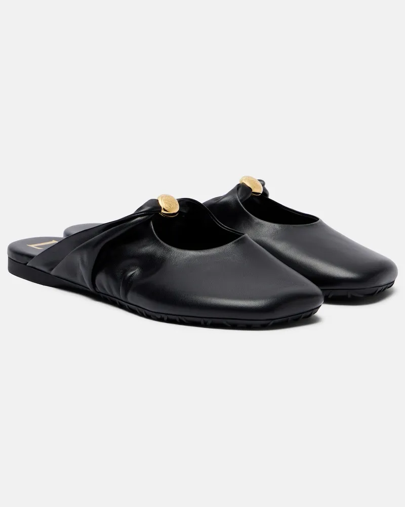 Loewe Slippers Pebble Soft aus Leder Schwarz