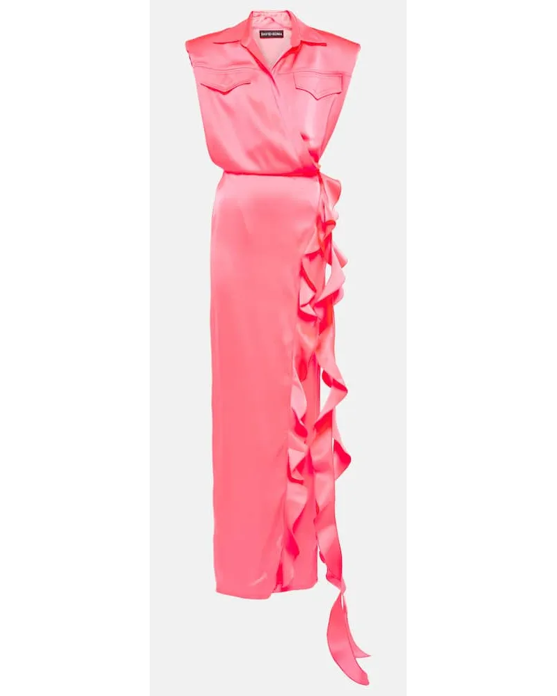 David Koma Wickelkleid aus Satin Pink