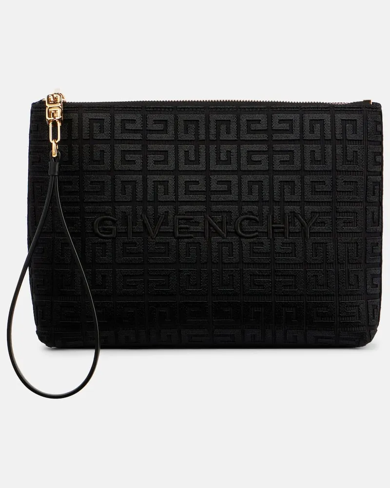 Givenchy Besticktes Etui 4G aus Canvas mit Leder Schwarz