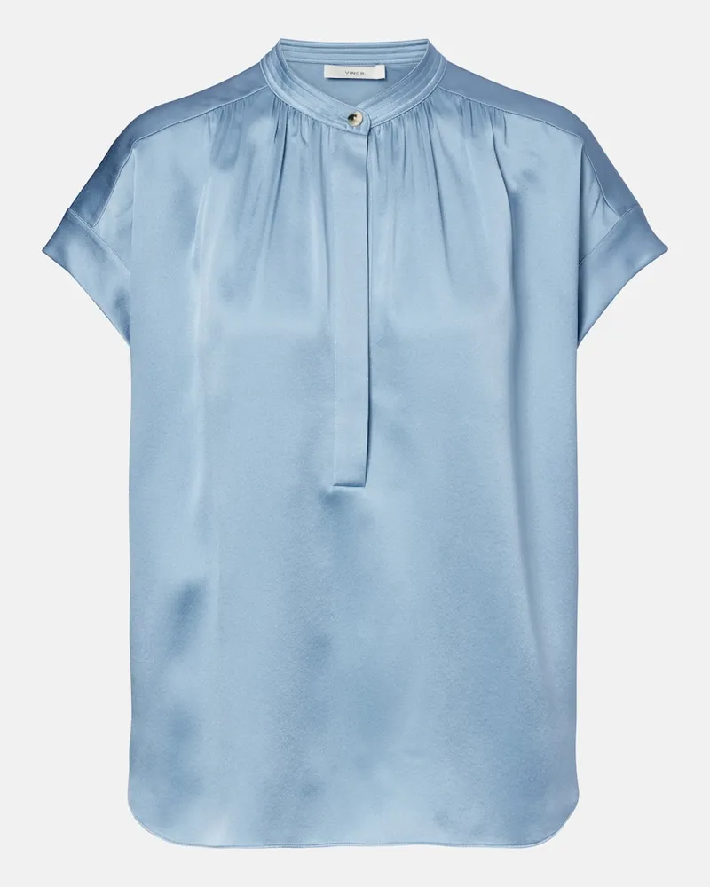 Vince Bluse aus Seidensatin Blau