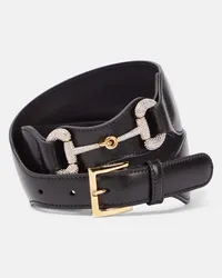 Gucci Verzierter Guertel  Horsebit aus Leder Schwarz