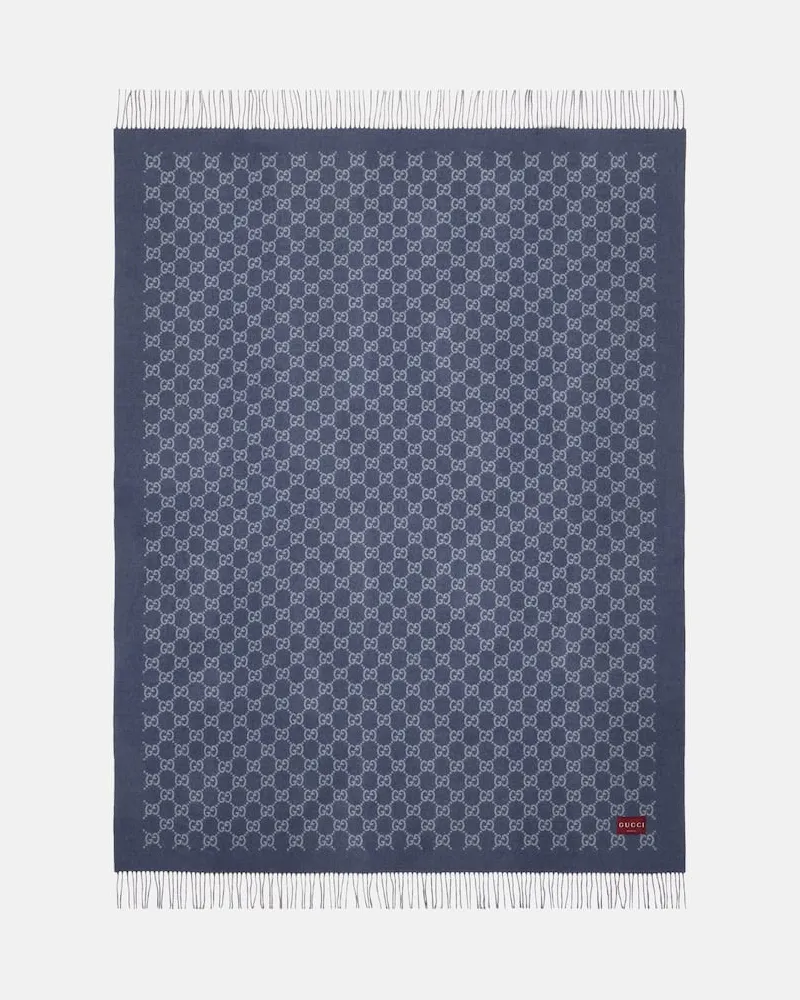 Gucci Decke GG aus Wolle und Kaschmir Blau