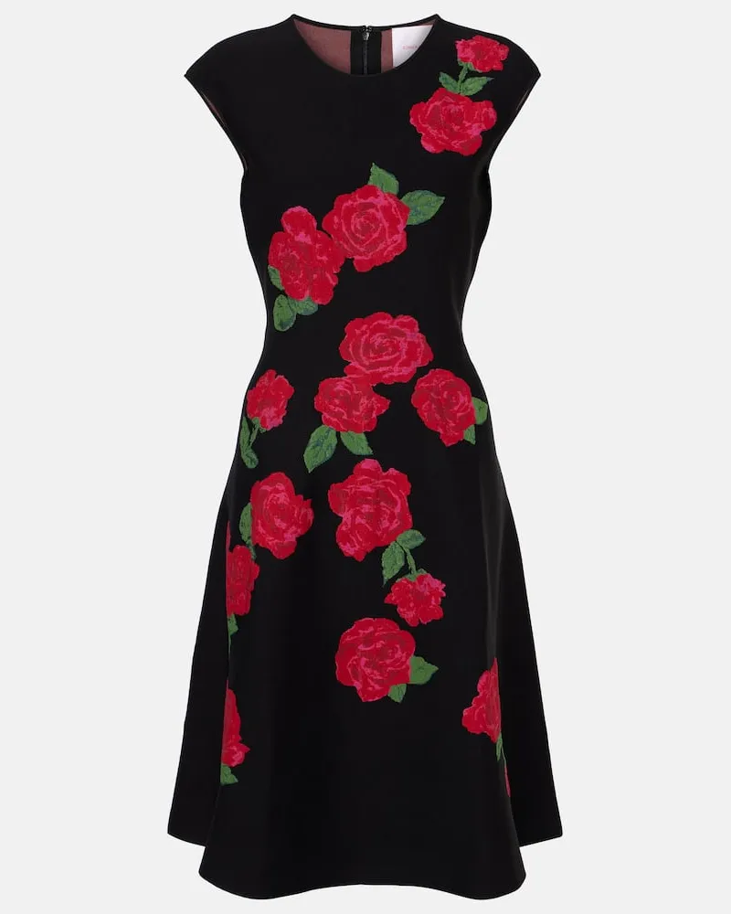 Carolina Herrera New York Midikleid aus Jacquard Schwarz