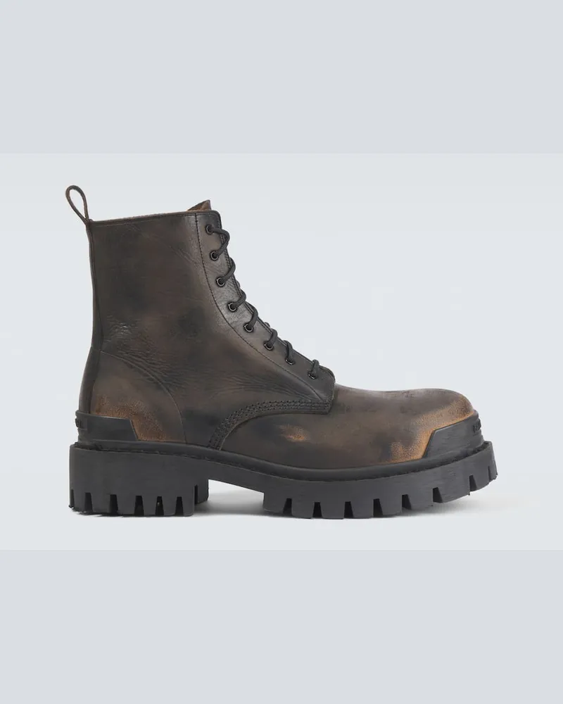 Balenciaga Schnürstiefel Strike aus Leder Schwarz
