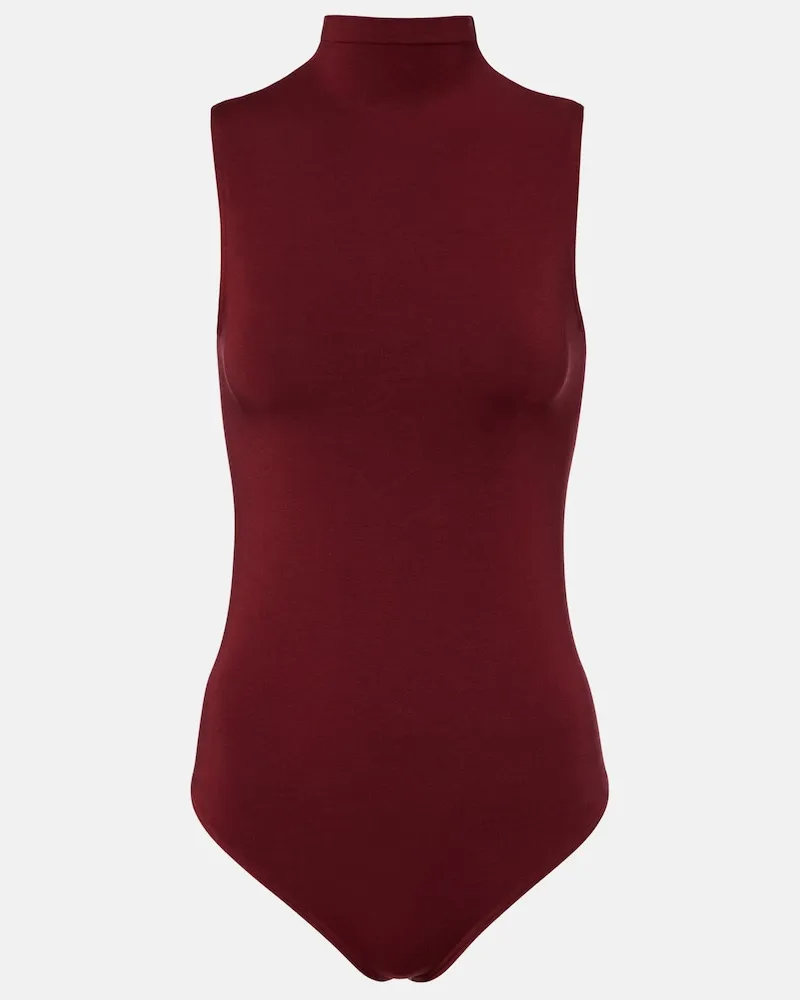 Wolford Body mit hohem Kragen Burgunderrot