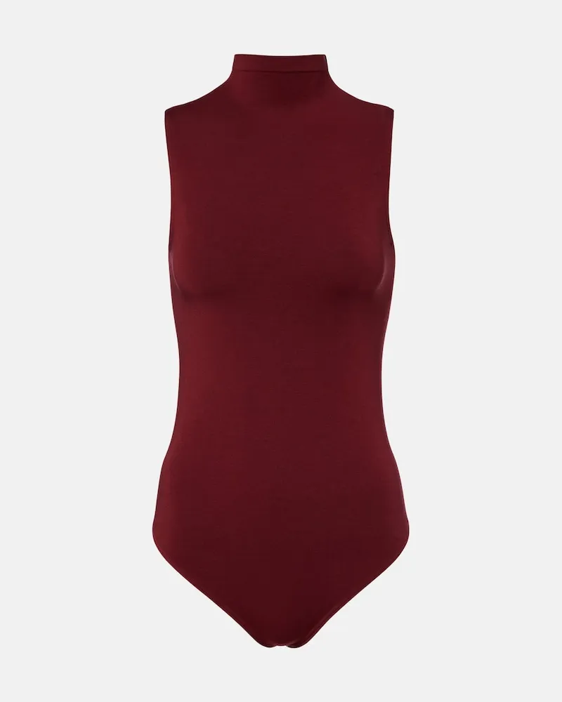 Wolford Body mit hohem Kragen Burgunderrot